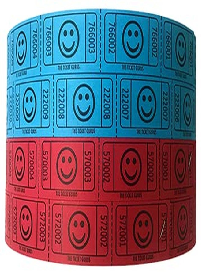 The Ticket Gurus-(4) Single Smile Rolls- 2000 Tickets Per Roll (2 Blue & 2 Red)