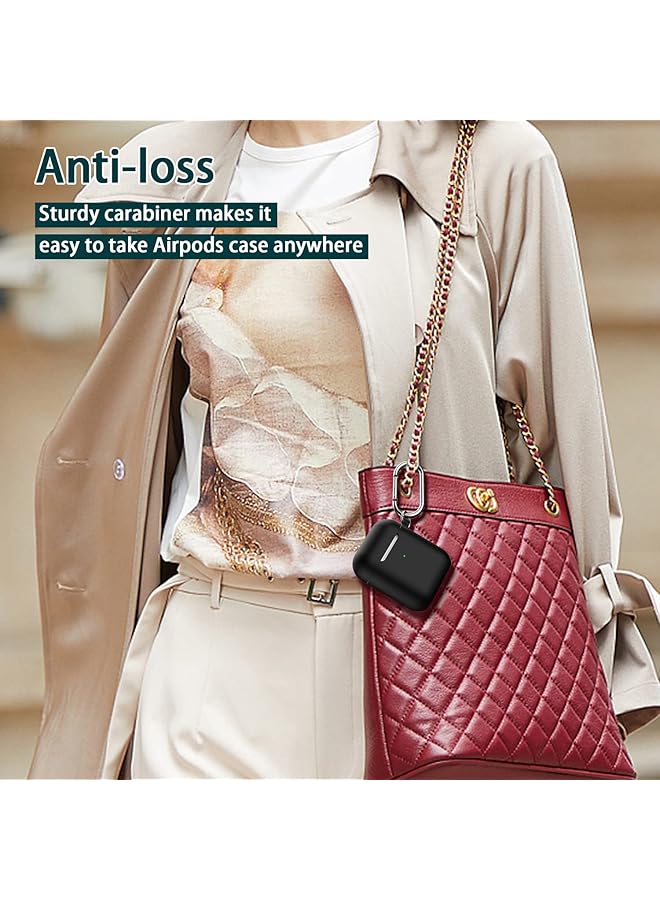 إيروريكس غطاء حافظة Airpods من الجيل الثاني والجيل الأول مع مجموعة تنظيف وخطاف سماعات الأذن، زوجان من جراب الحماية الناعم المصنوع من السيليكون لسماعات Airpods باللون الأسود - Image 2