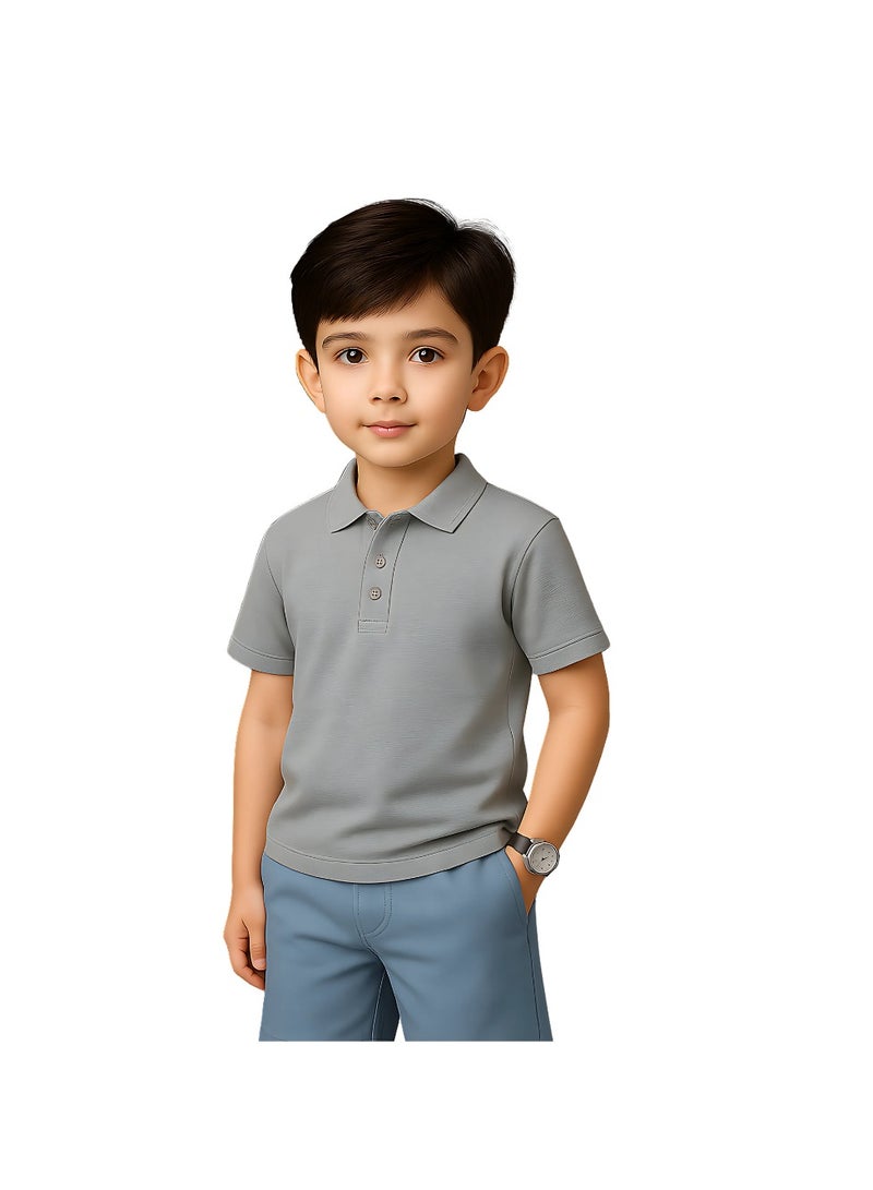 برينت شوب فور مي تيشيرت بولو أساسي للأطفال للجنسين 230 GSM (رمادي متوسط) - Image 1