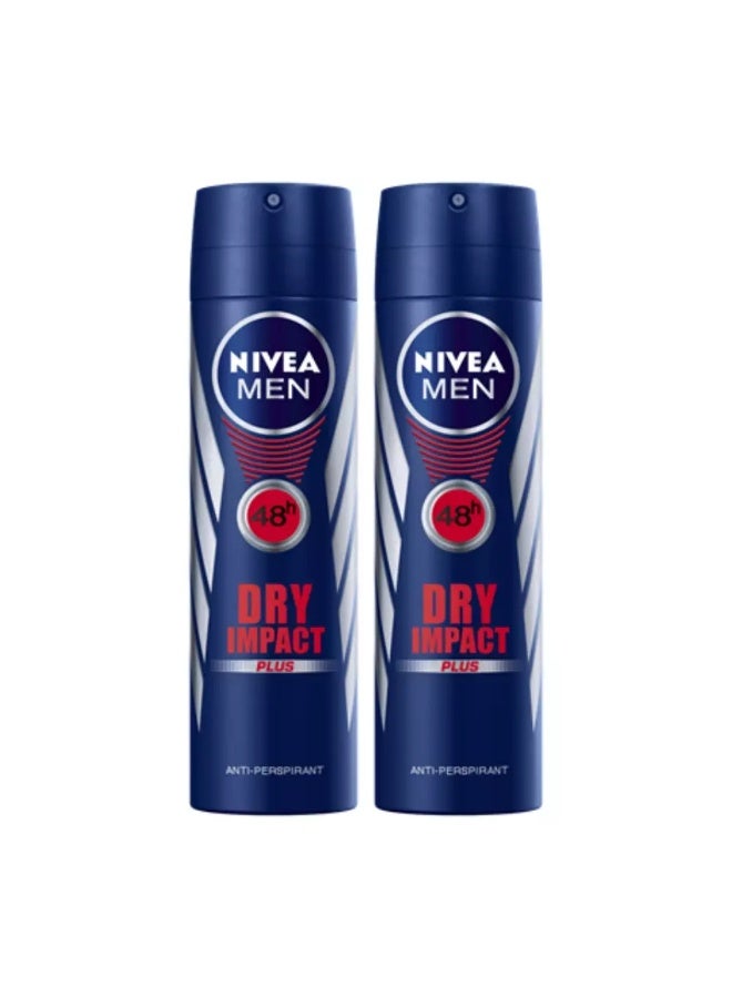 Nivea Men Dry Impact Skin Friendly, Body Deodorant With 48H Protection- 2X150ml