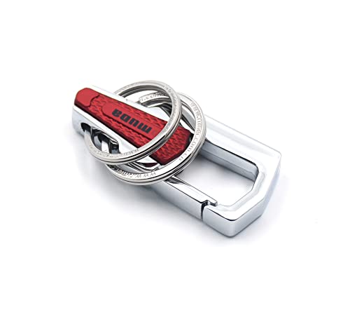 Omuda Stylish Hook Locking Silver Metal Carabiner Double Ring Hook Metal Key Chain for Men & Women - Image 5