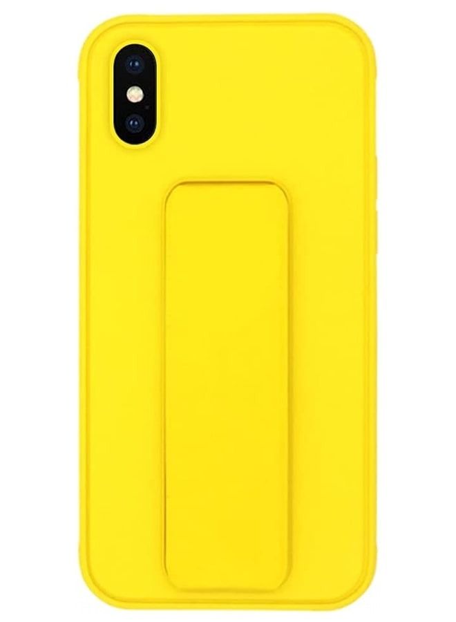 Zolo Finger Grip Holder and standing cover with Car Magnetic Multi-function Shockproof Protective Case Cover For iPhone Xs Max Yellow - Image 1