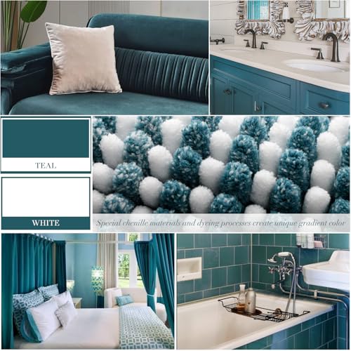 BSICPRO Bathroom Rugs Sets, 2 Piece Thick Absorbent Chenille, Non Slip, Soft Shaggy Bath Room Floor Mats, Machine Washable (20" x 47" Plus 16" x 24", Teal) - Image 3