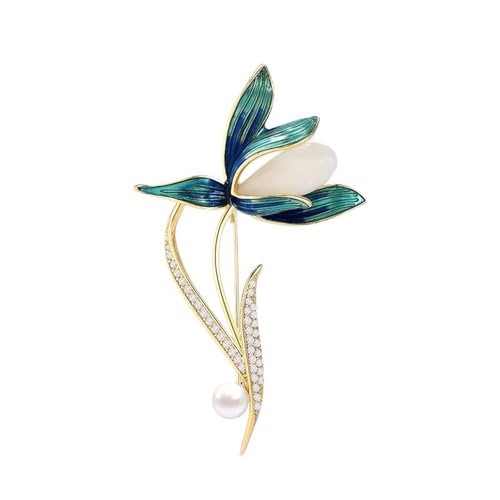 FFZDENA Flower Floral Pearl Brooch Rhinestone Crystal Brooch Leaf Bouquet Brooch Pin Fashion Dress Accessories Birthday Graduation Jewelry Gift For Women - Image 1