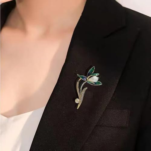 FFZDENA Flower Floral Pearl Brooch Rhinestone Crystal Brooch Leaf Bouquet Brooch Pin Fashion Dress Accessories Birthday Graduation Jewelry Gift For Women - Image 5