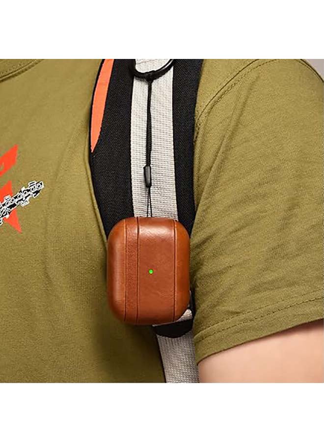 Protective Charging Case Cover With Buckle For Apple AirPods Pro Light Brown - Image 3