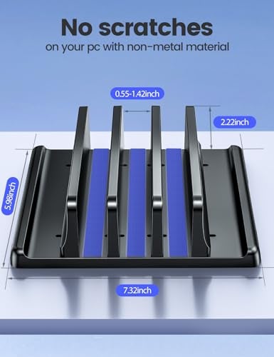 Vaydeer 3-Slot Vertical Laptop Stand Made of Premium ABS Plastics 5 in 1 Design Space-Saving Adjustable Desk Organizer for All MacBook/Chromebook/Surface - Image 4