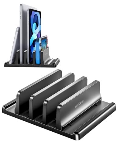 Vaydeer 3-Slot Vertical Laptop Stand Made of Premium ABS Plastics 5 in 1 Design Space-Saving Adjustable Desk Organizer for All MacBook/Chromebook/Surface - Image 1