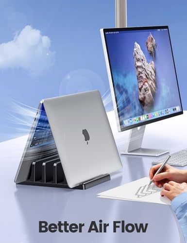 Vaydeer 3-Slot Vertical Laptop Stand Made of Premium ABS Plastics 5 in 1 Design Space-Saving Adjustable Desk Organizer for All MacBook/Chromebook/Surface - Image 3