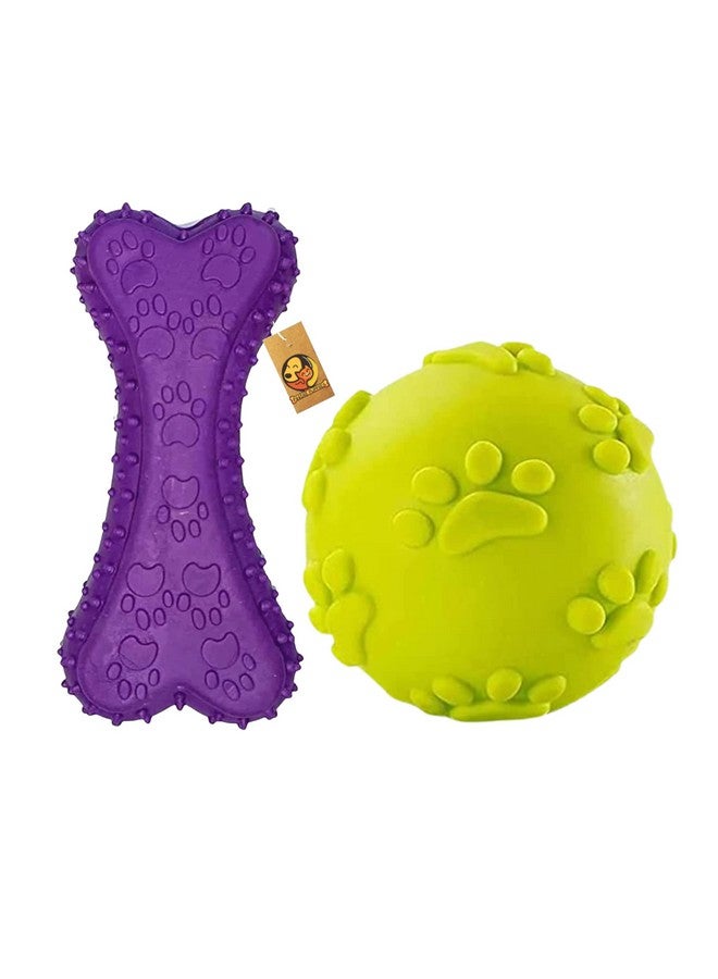 Dog Toy Combo Of (Prickle Bone + Claw Ball) | Natural Latex Rubber Toys For Small Dogs & Puppies | Durable, Chewing, Fetching, Playing, Teething & Training Chew Safe Play Toy - Image 1