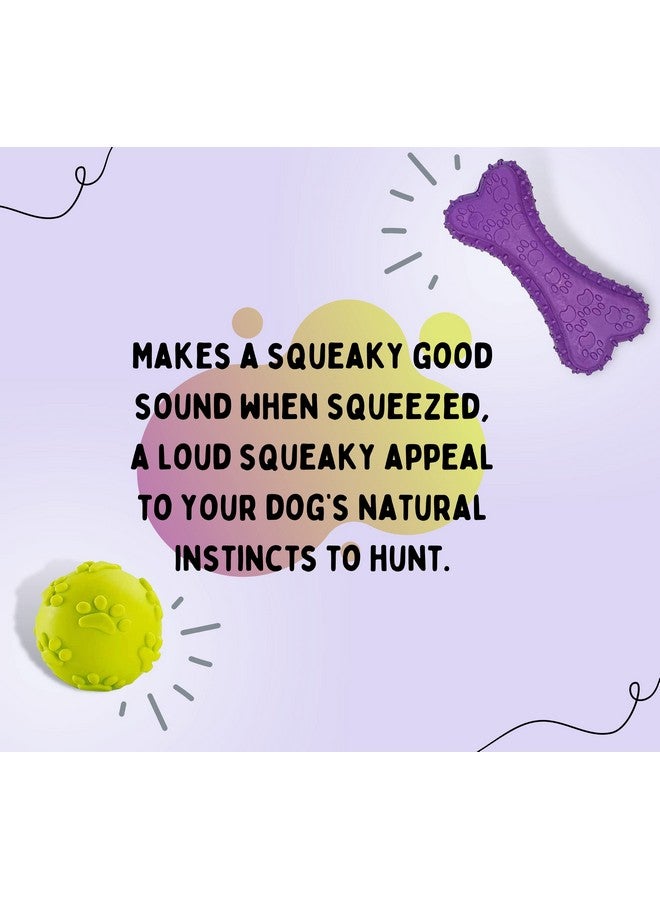 Dog Toy Combo Of (Prickle Bone + Claw Ball) | Natural Latex Rubber Toys For Small Dogs & Puppies | Durable, Chewing, Fetching, Playing, Teething & Training Chew Safe Play Toy - Image 4