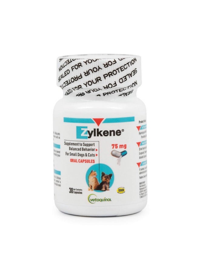 Vetoquinol - Zylkene Calming Support Supplement For Small Dogs And Cats, Helps Promote Relaxation And Reduce External Stress Factors, Daily Behavioral Support And Anxiety Relief For Dogs And Cats, 75Mg - Image 1