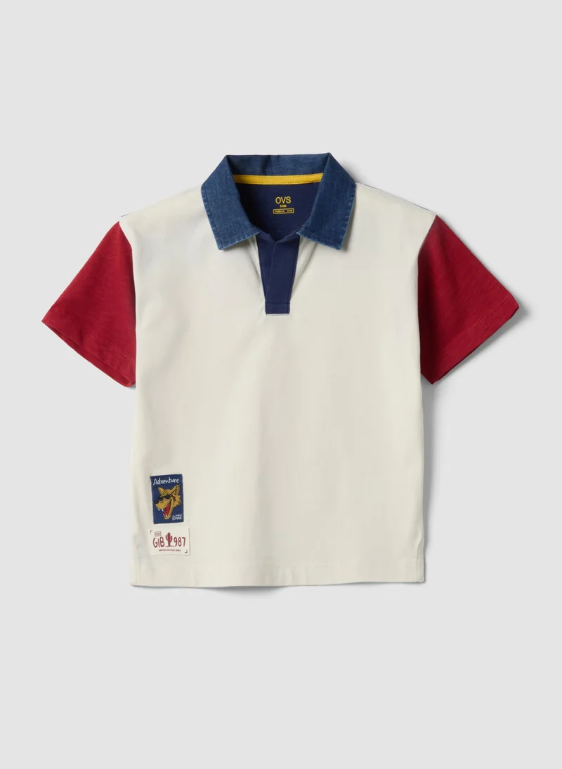 او في اس OVS Boys' Multicolour Pure Cotton Polo Shirt Â€“ Oversized Fit