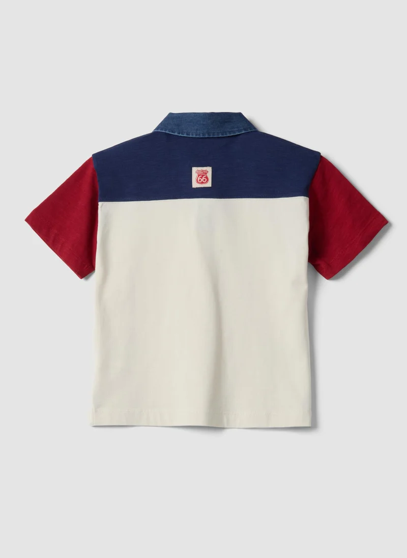 او في اس OVS Boys' Multicolour Pure Cotton Polo Shirt Â€“ Oversized Fit