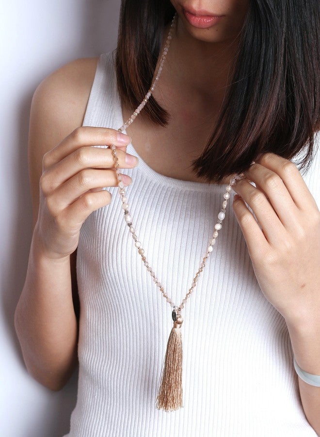 KELITCH Women Pearls Necklace Crystal Beaded Necklaces Handmade Tassel Necklaces - Image 5