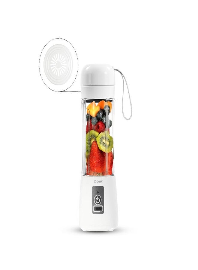 Quik Portable Blender - Cordless 13oz. Personal Blender for Shakes and Smoothies, Licuadora, BPA Free, USB-C Rechargeable, Mini juicer for Travel, Leakproof, Juicer Cup, Ice Crush (White) - Image 1