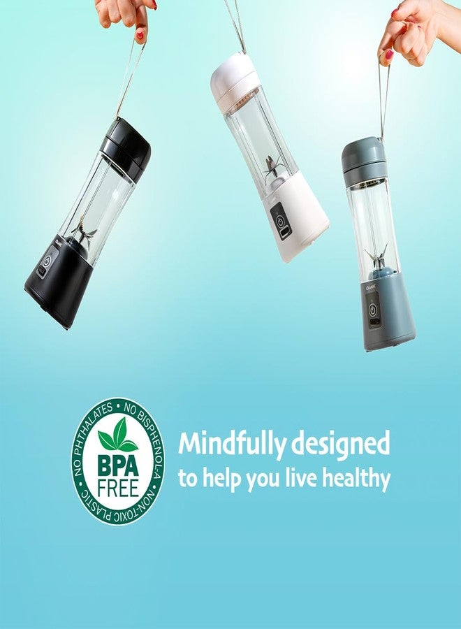 Quik Portable Blender - Cordless 13oz. Personal Blender for Shakes and Smoothies, Licuadora, BPA Free, USB-C Rechargeable, Mini juicer for Travel, Leakproof, Juicer Cup, Ice Crush (White) - Image 3