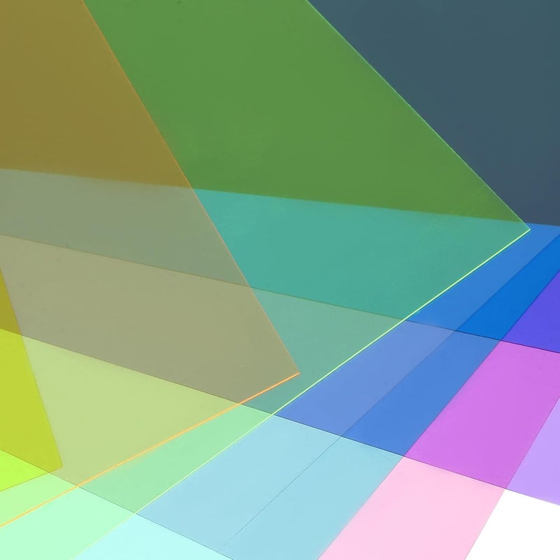KICHOUSE A4 Iridescent Cellophane Sheets 10 Colors Pvc Craft Film 10pcs Translucent Wrap for DIY Arts, Lighting Gel Sheets and Light Filters for Decoration - Image 3