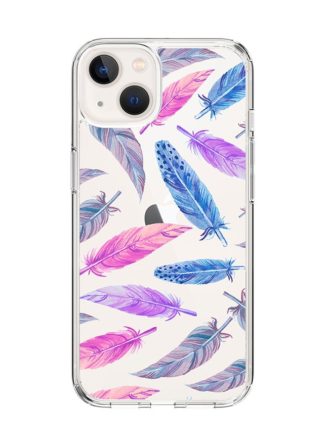 Classic Clear Case for Apple iPhone 14 Plus Case Hybrid Soft Cover Flexible Edges Anti Drop TPU PC Gel Thin Transparent Cover - Feather Colors