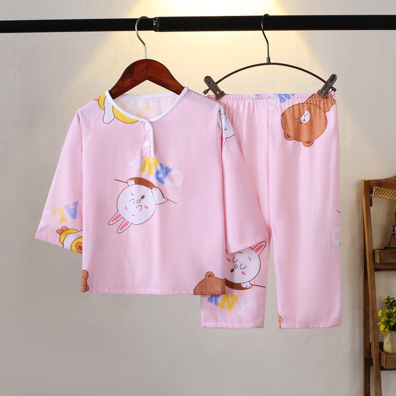 Kids Pajama Set Cotton Breathable Sleepwear Sleepy rabbit 