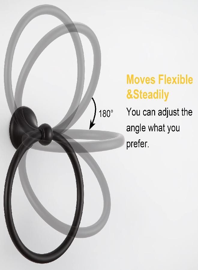 BGL BGL Towel Ring Matte Black Matal Wall Mount for Bathroom 2 Pack Classic Style - Image 3