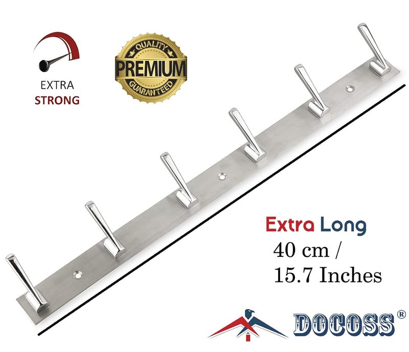 DOCOSS Stainless Steel Wall Hooks for Hanging Cloth and Towel Hangers for Wall HookDoor HangersHook Rail Pack of 2 Silver - Image 2