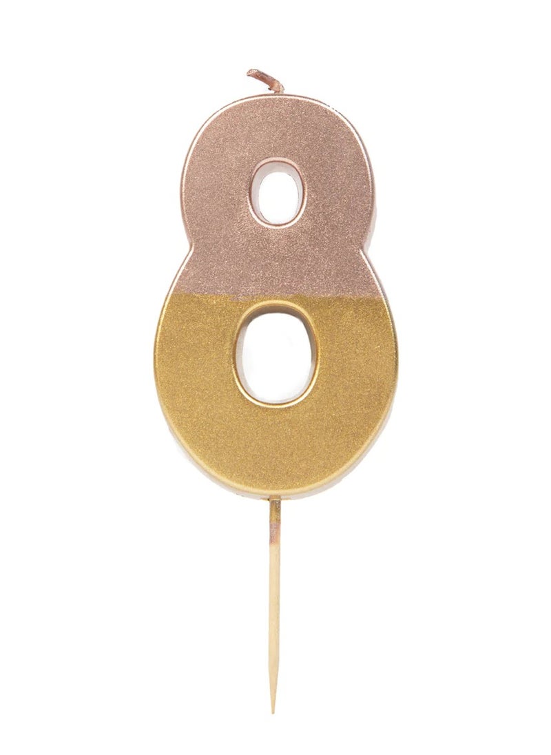 Talking Tables Talking Tables 8 Number Birthday Candles, Rose Gold Number Candle, Candle for Birthday Cake Topper, Anniversary Cake Number Candle. Candle stick for special occasions such as birthday and Anniversary (8 Number Candle, Rose Gold Dipped )  - Image 1