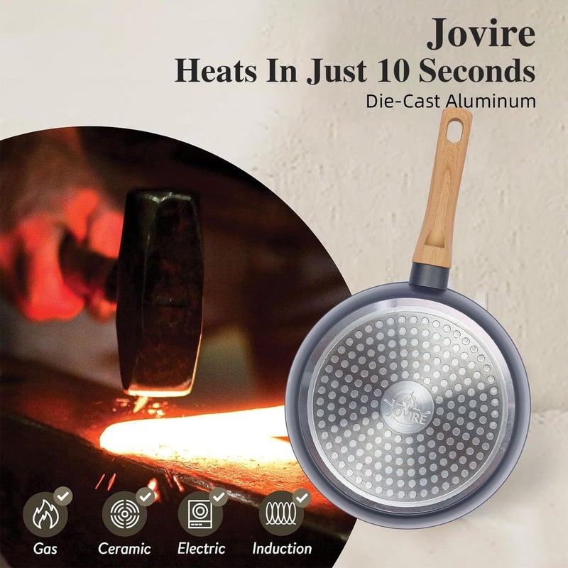 Jovire 8.5 & 10.25 Inch Nonstick Frying Pan, Black PFAS-Free Non-Toxic Skillet, 3mm Aluminum Base for Even Heat, Induction Compatible, Dishwasher Safe, Healthy Cooking for Eggs, Pancakes & Omelets - Image 5