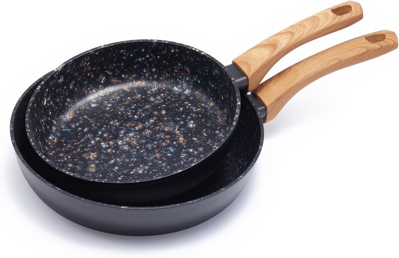 Jovire 8.5 & 10.25 Inch Nonstick Frying Pan, Black PFAS-Free Non-Toxic Skillet, 3mm Aluminum Base for Even Heat, Induction Compatible, Dishwasher Safe, Healthy Cooking for Eggs, Pancakes & Omelets - Image 1