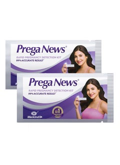 Prega News Pack of 2 One Step Urine HCG Pregnancy Test Kit  - Image 1