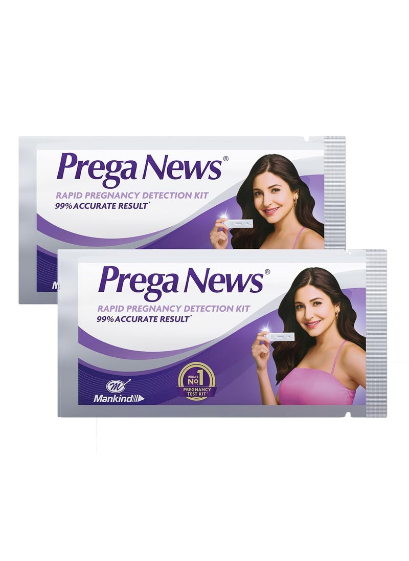 Prega News Pack of 2 One Step Urine HCG Pregnancy Test Kit  - Image 1