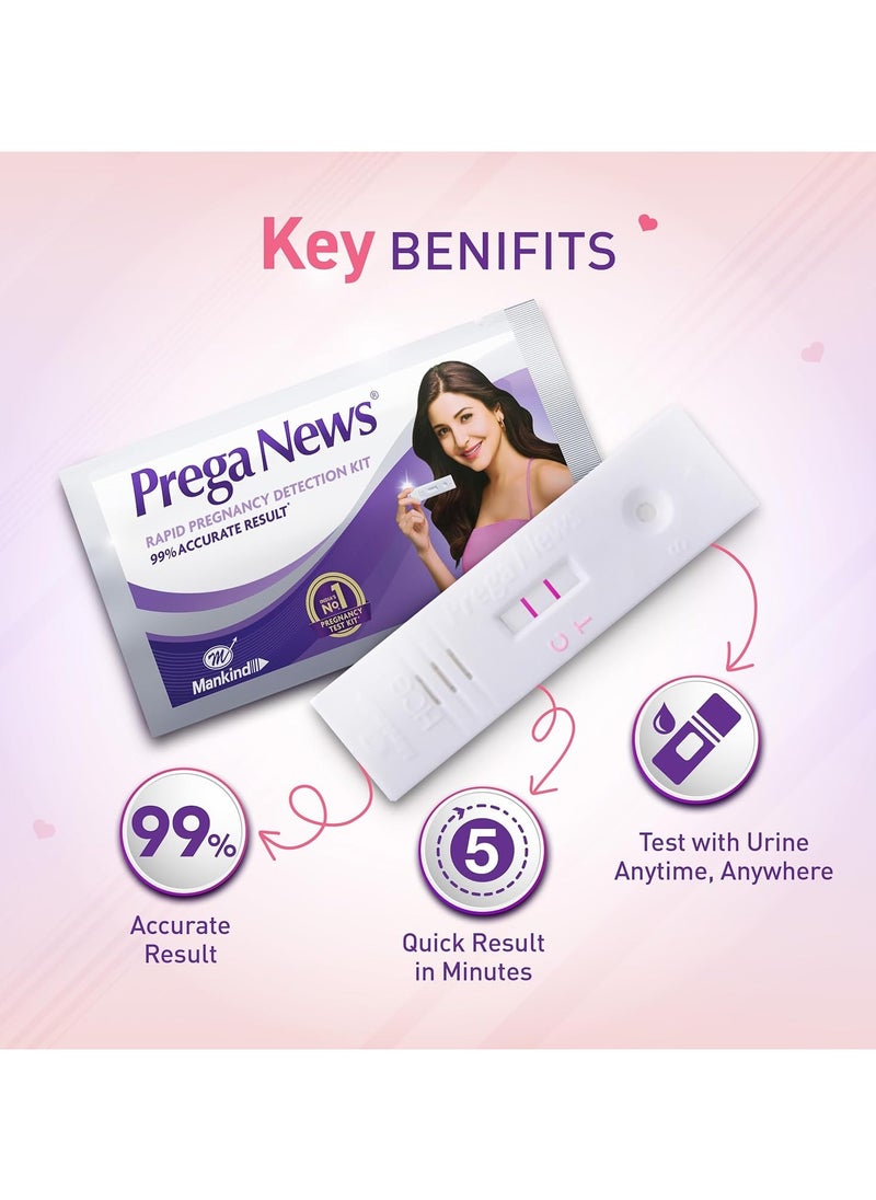 Prega News Pack of 2 One Step Urine HCG Pregnancy Test Kit  - Image 2