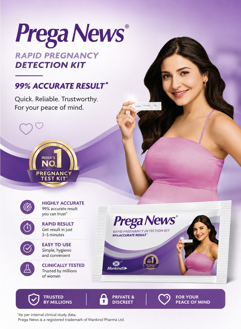 Prega News عبوة تحتوي على اختبارين سريعين للكشف عن الحمل | دقة بنسبة 99% - Image 2