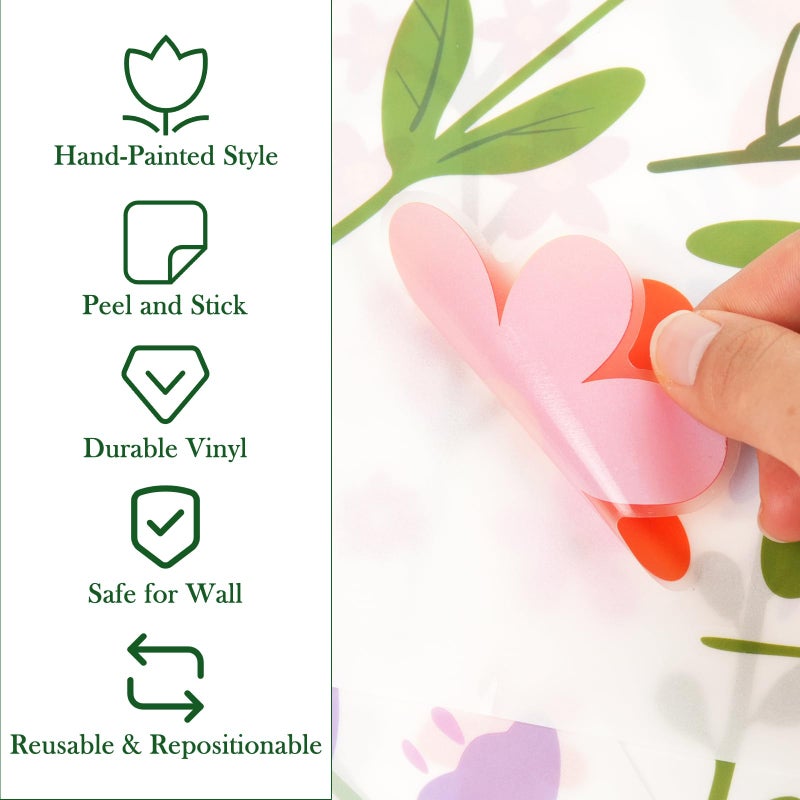 AOWDIAO Floral Wall Decals - 102 Pcs Peel and Stick Vinyl Flower Stickers - Assorted Varieties & Colors for Bedroom, Kidsâ€™ Rooms, Nursery, or Living Room Decor - Image 4