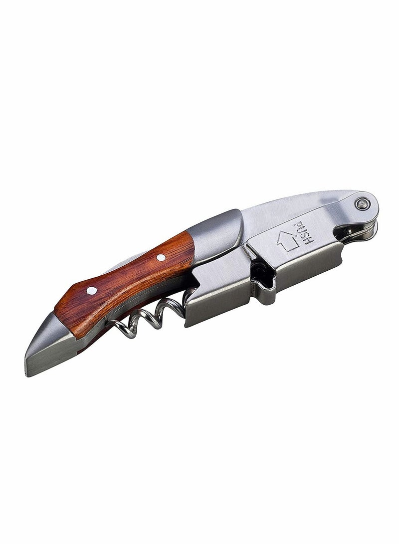Excefore Professional Waiters Corkscrew - This Wine Opener is Used to Open Beer and Wine Bottles by Waiters, Sommelier and Bartenders Around The World. Made of Stainless Steel and Natural Rosewood - Image 1
