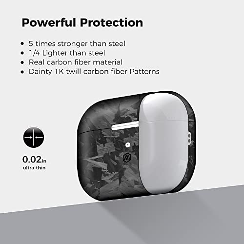 MONOCARBON Real Carbon Fiber Case for Airpods Pro 2nd Generation with Lanyard,AntiScratch Slim Protective Hard Cover for Airpods Pro 2 Compatible with Magsafe Wireless Charging-Forged Matte Black - Image 3
