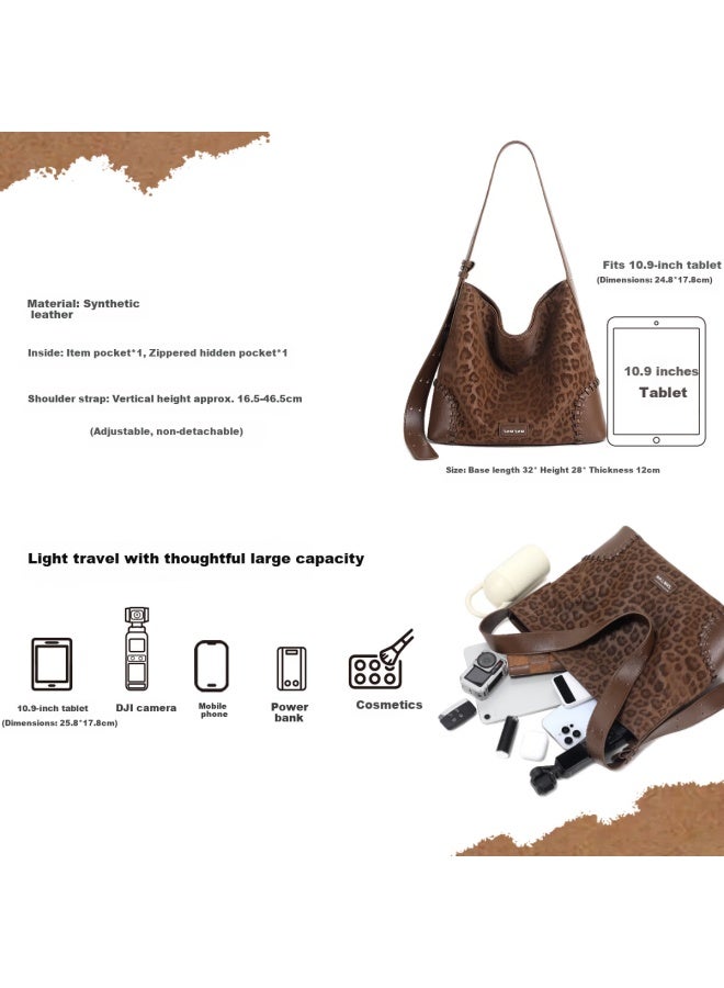 Toutou New Leopard Print Tote Bag Large Shopping Bag Shoulder Crossbody Underarm Bag Birthday Gift For Girlfriend - Image 4