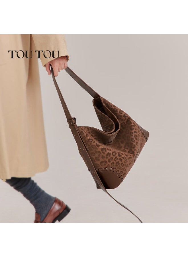 Toutou New Leopard Print Tote Bag Large Shopping Bag Shoulder Crossbody Underarm Bag Birthday Gift For Girlfriend - Image 3