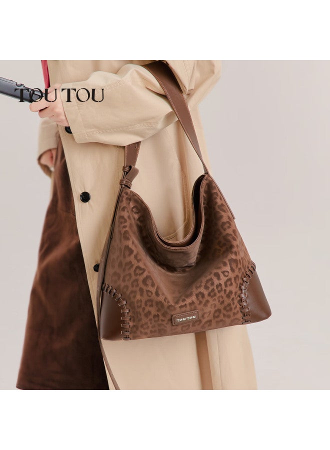 Toutou New Leopard Print Tote Bag Large Shopping Bag Shoulder Crossbody Underarm Bag Birthday Gift For Girlfriend - Image 1