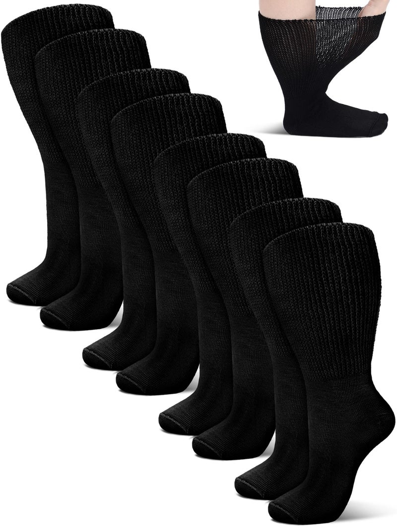 Bunnycool 4 Pairs Extra Wide Socks Swollen 30" Lymphedema Bariatric Socks Non Binding Loose Fit(10-13,Black Color) - Image 1