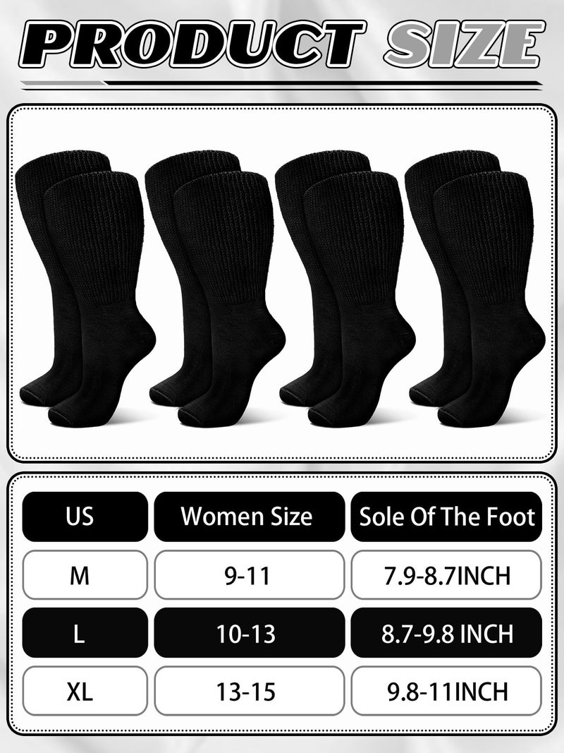 Bunnycool 4 Pairs Extra Wide Socks Swollen 30" Lymphedema Bariatric Socks Non Binding Loose Fit(10-13,Black Color) - Image 5