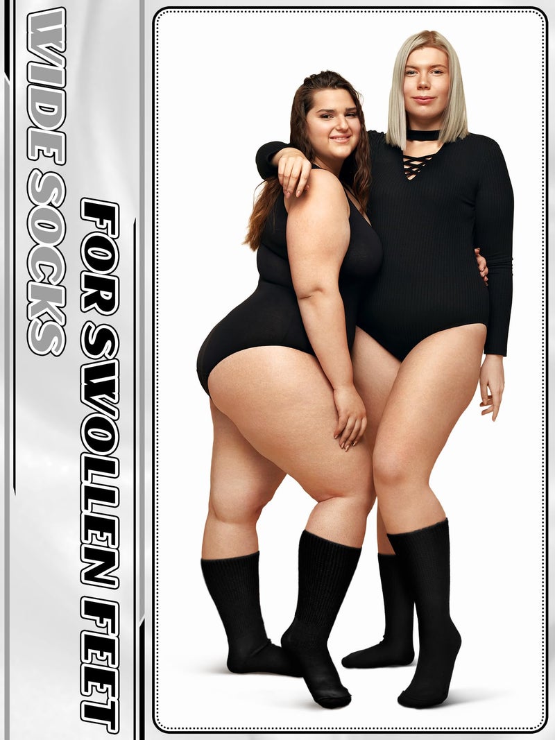 Bunnycool 4 Pairs Extra Wide Socks Swollen 30" Lymphedema Bariatric Socks Non Binding Loose Fit(10-13,Black Color) - Image 3