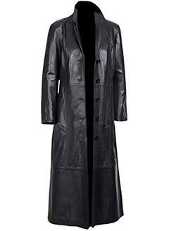 Generic Men's Trench Black Full Body Genuine Leather Coat - Duster Overcoat Sheepskin Leather Long Coat - Glossy Coat Men  - Image 1