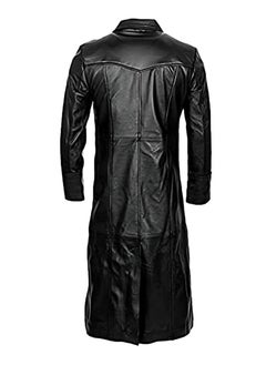 Generic Men's Trench Black Full Body Genuine Leather Coat - Duster Overcoat Sheepskin Leather Long Coat - Glossy Coat Men  - Image 2