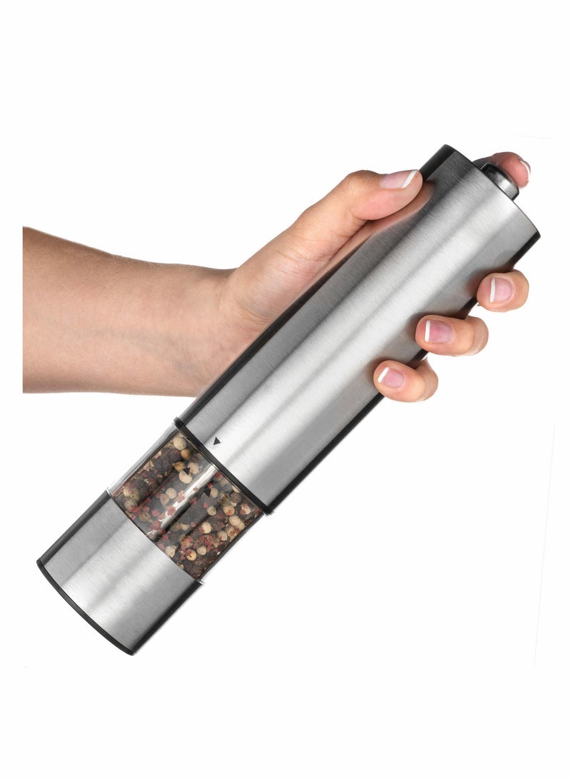 NIBEMINENT 2 PCS Electric Pepper Crushing Machine or Salt Operated with Light at Bottom Gravity Stainless - Image 2