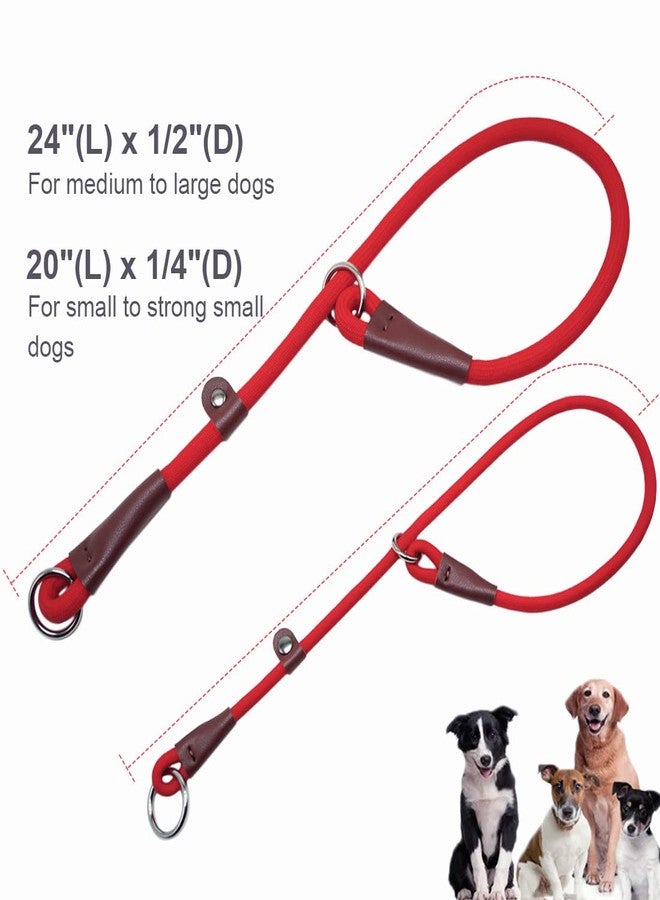 MayPaw Slip Collar Nylon Rope Adjustable Collar for Dog Training- No Pull Round Martingale Dog Collars for Small Medium Large Dogs (24" x 1/2", Red) - Image 3