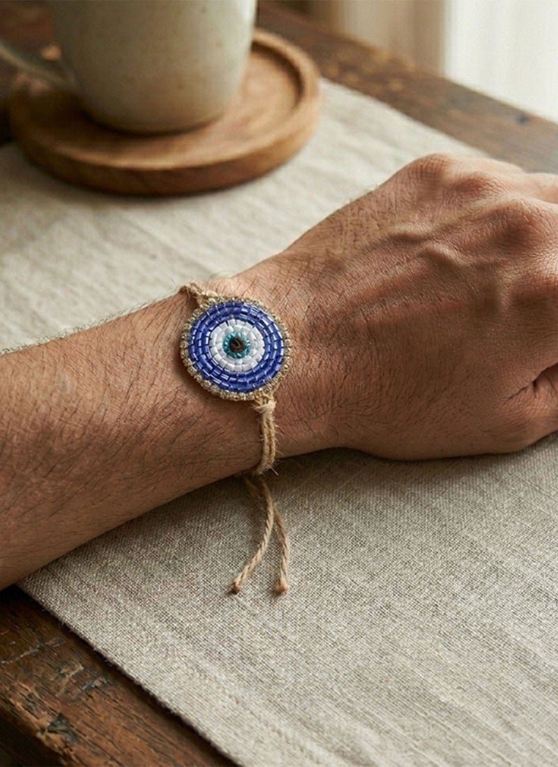 Madhoor Eco-Friendly Plantable Evil Eye Rakhi Blue & White for Brother, 1 Piece - Image 3