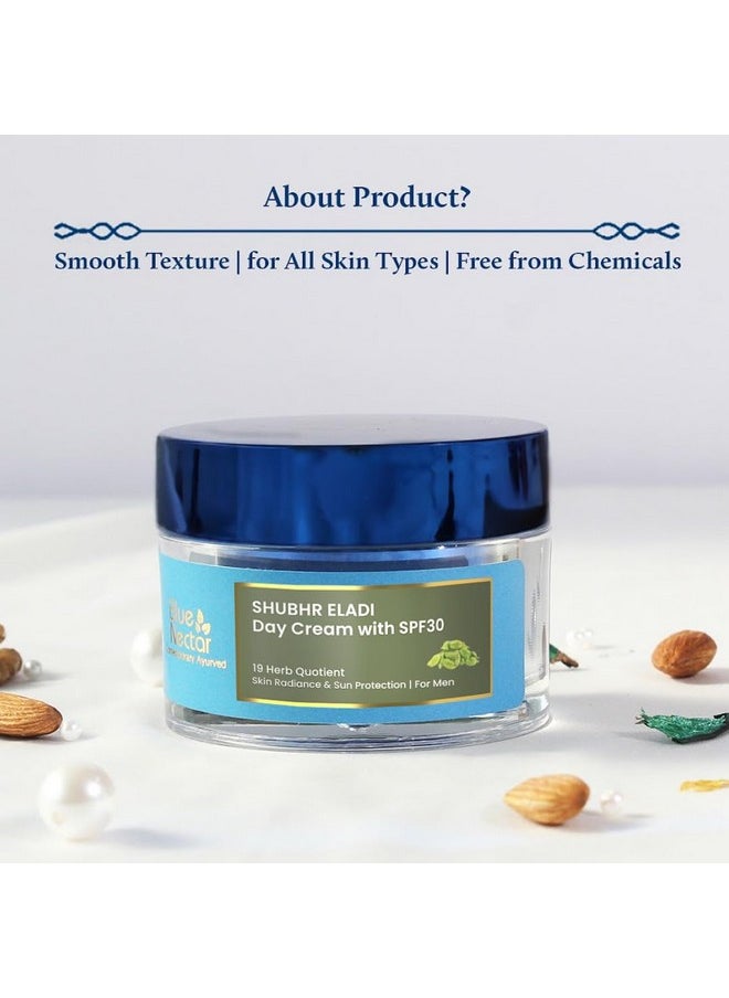 Blue Nectar Brightening Day Cream For Men Daily Use With Spf 30 Sunscreen For Oily Skin Dry Skin Natural Skin Brightening Cream With Eladi 50G  - Image 4