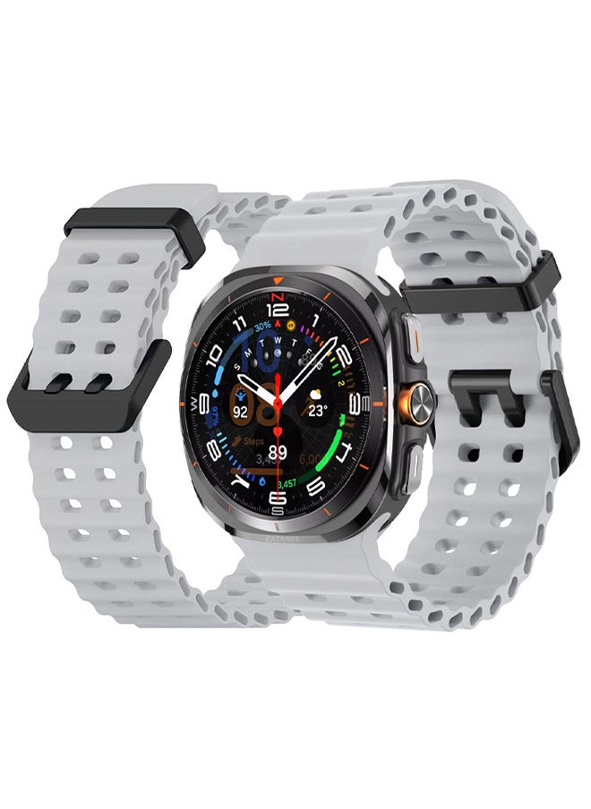 CATANES - (for Samsung Galaxy Watch 7 Ultra 47mm) Silicone Band Soft Ocean Silicone Sport Strap Replacement Accessory Light Grey - Image 1