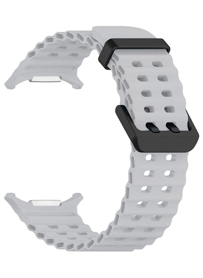CATANES - (for Samsung Galaxy Watch 7 Ultra 47mm) Silicone Band Soft Ocean Silicone Sport Strap Replacement Accessory Light Grey - Image 1
